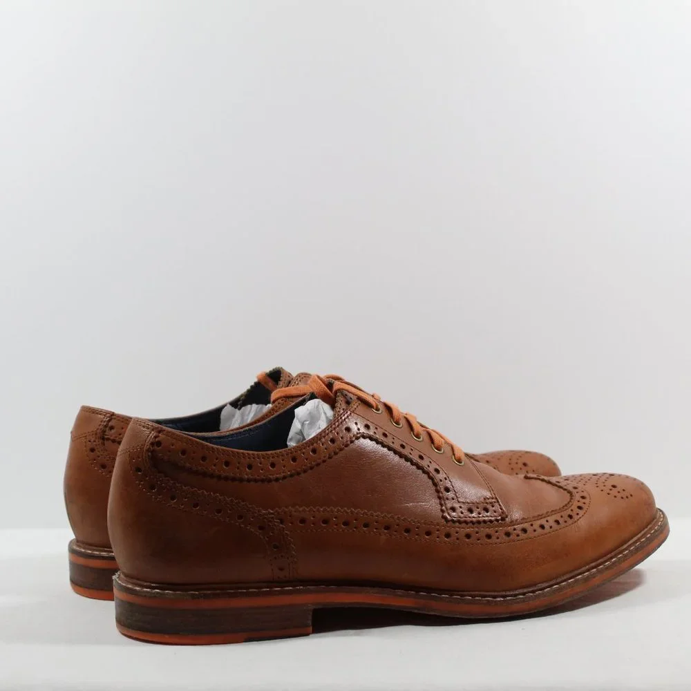 Cole Haan Men's Wing Tip Leather Oxford Shoes - British Tan 12 US / 45 EU - Picture 2 of 6